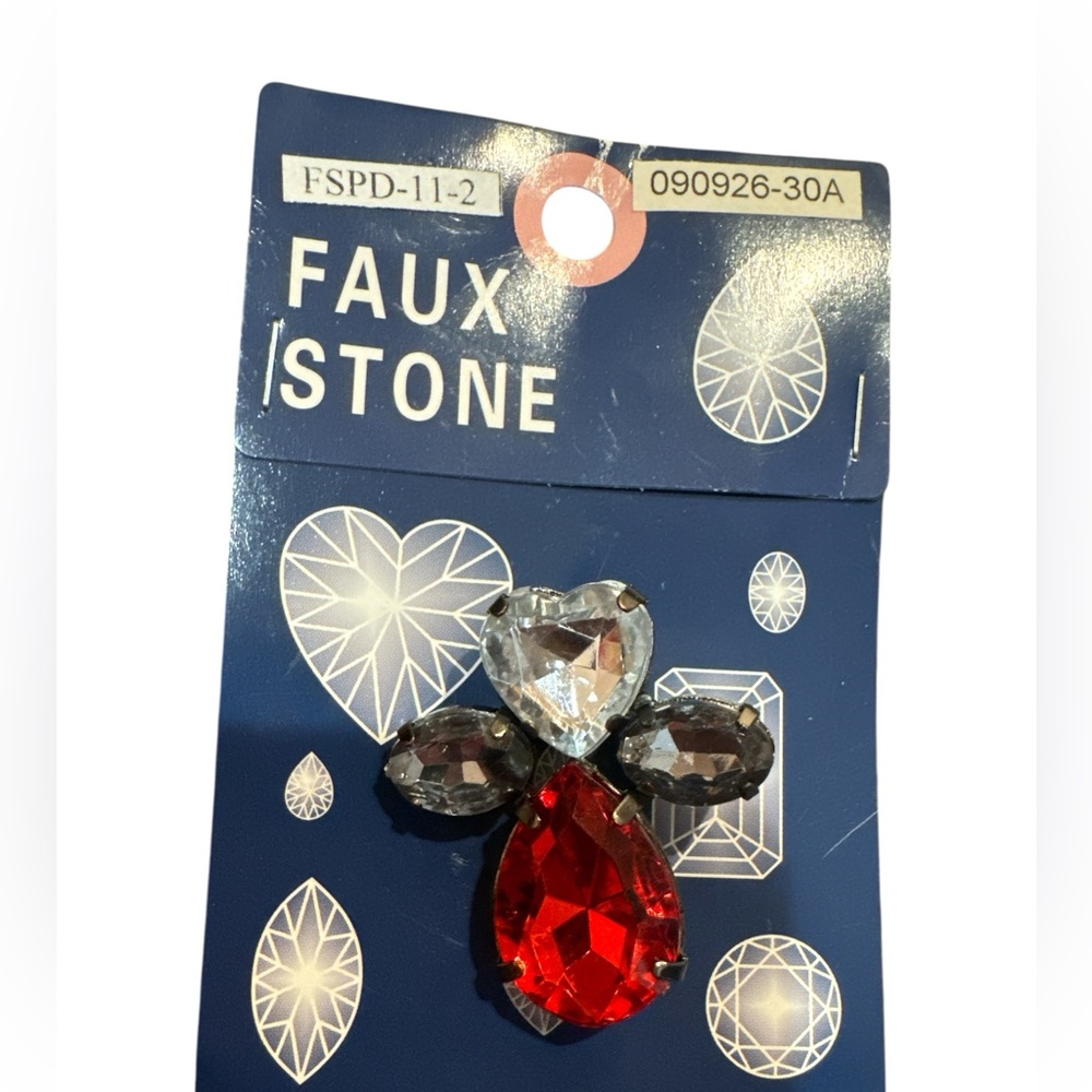 Elegant Faux Stone Jewelry Pendant with Simulated Garnet & Simulated Diamonds